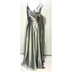 Ryanth maxi dress wrap gown formal festive wedding adjustable green women' 8 New